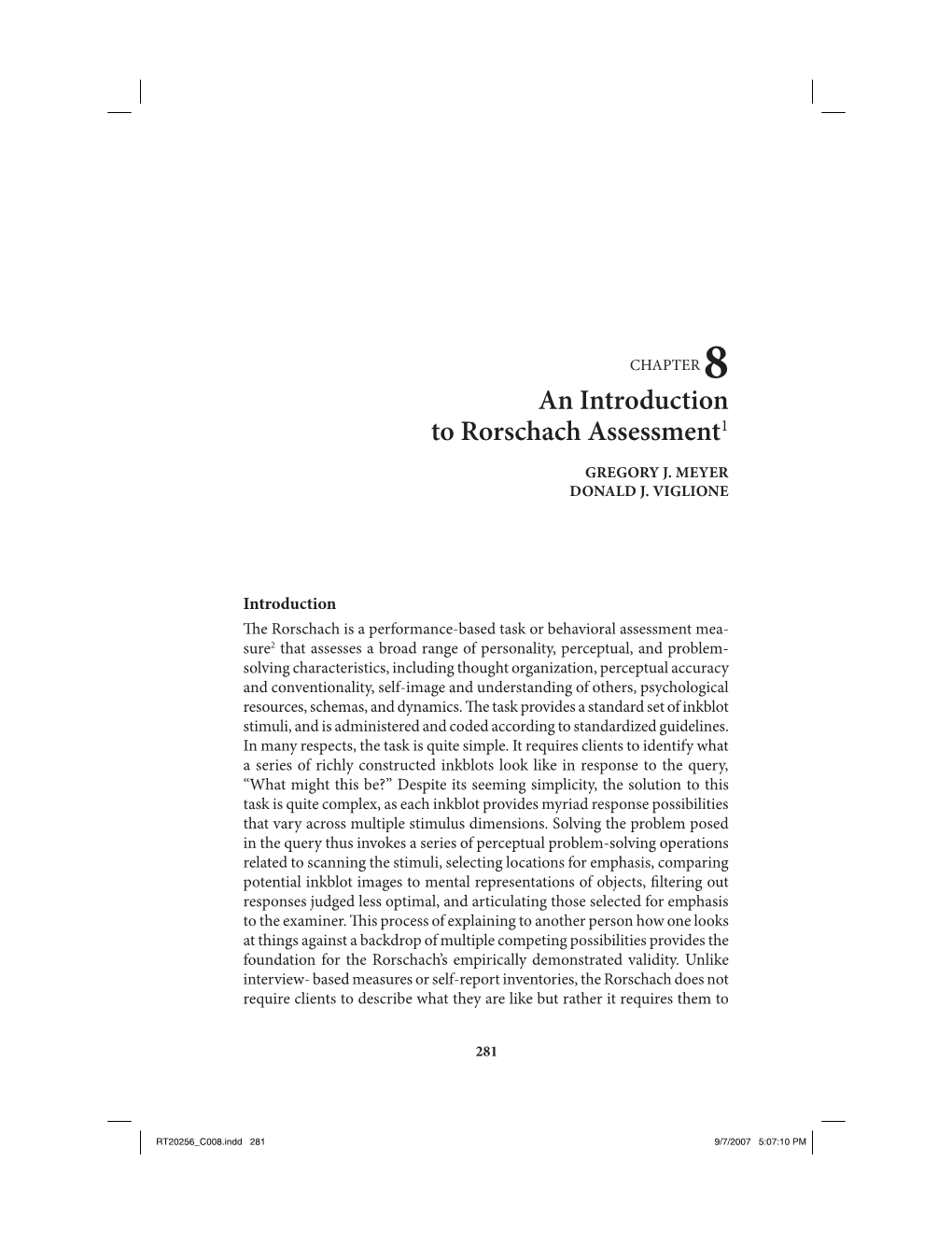 An Introduction to Rorschach Assessment1