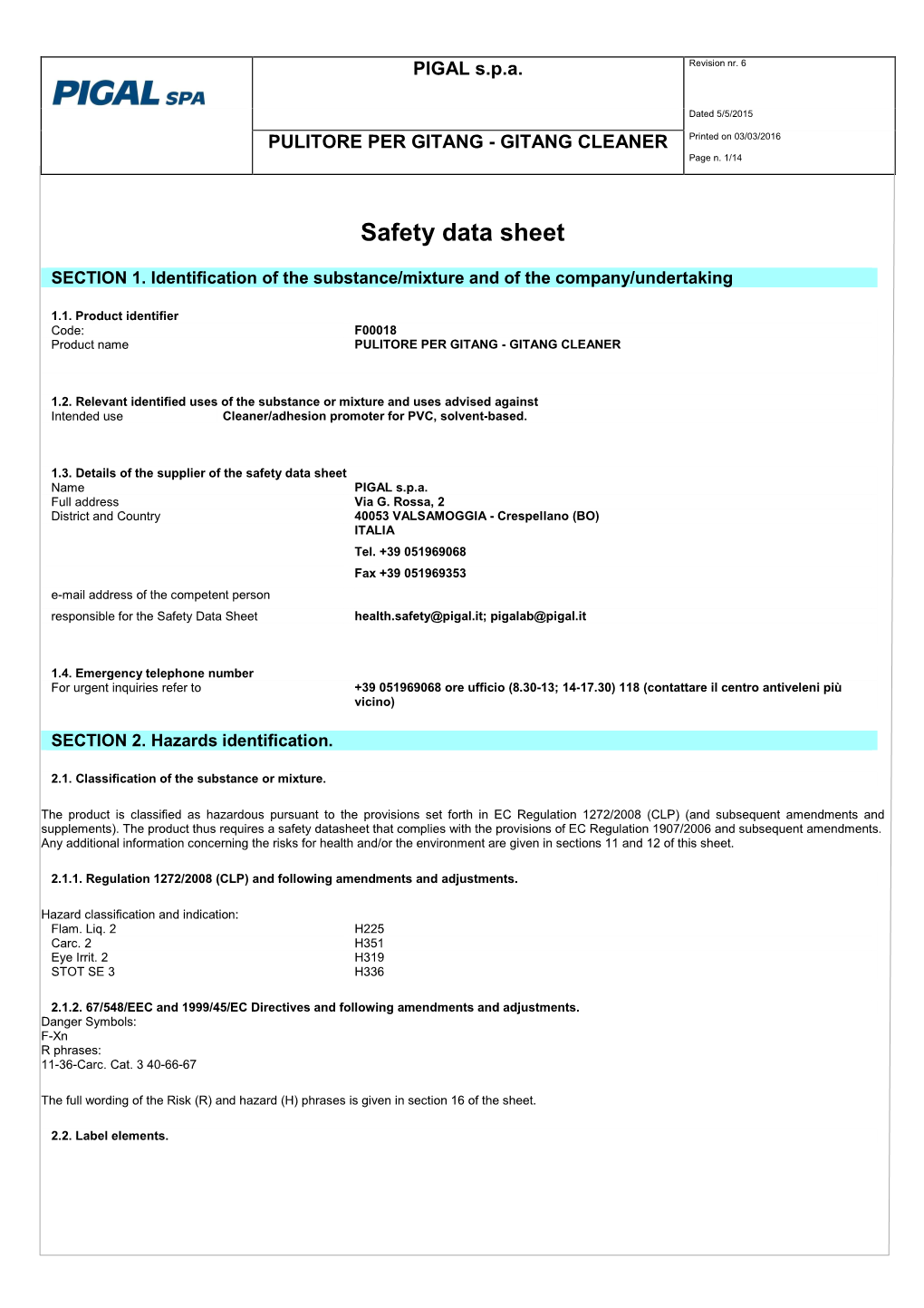 Safety Data Sheet