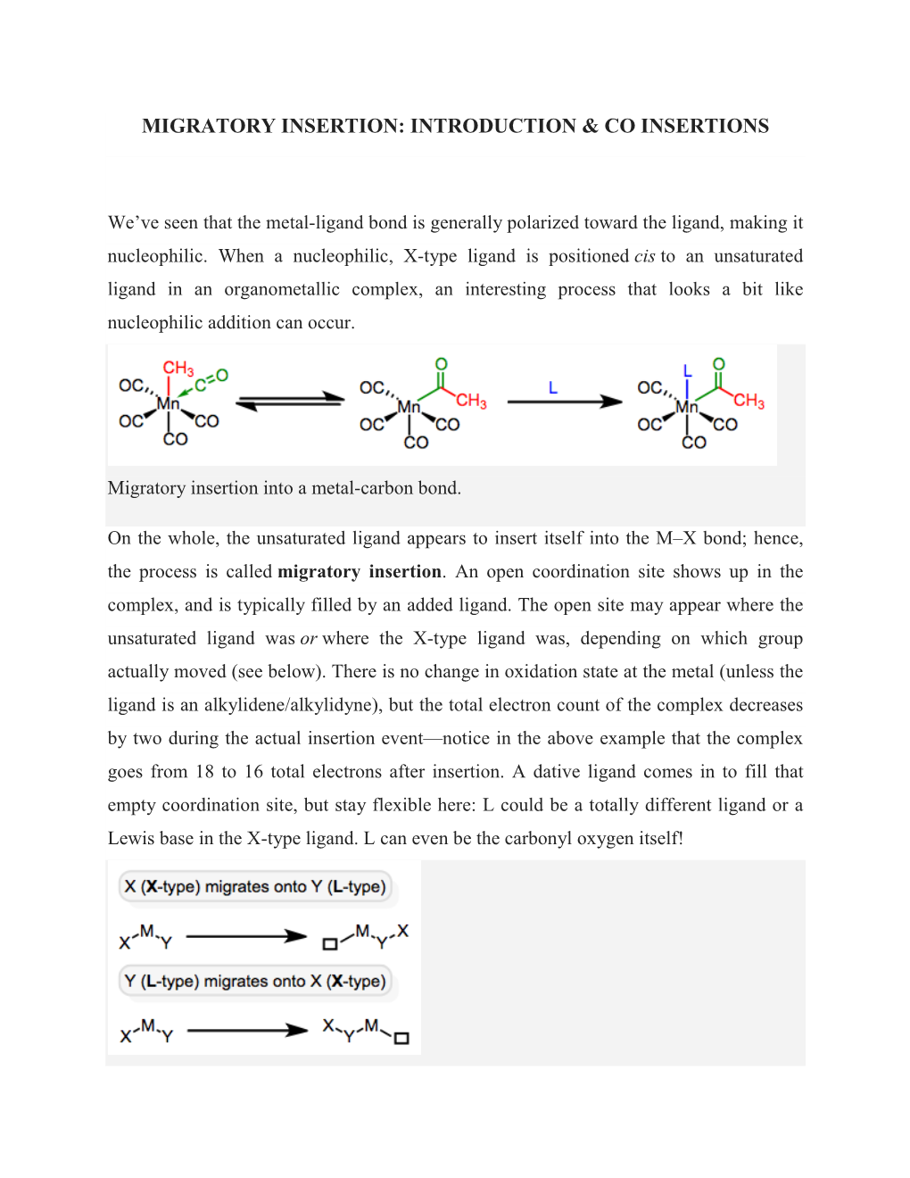 Migratory Insertion: Introduction & Co Insertions