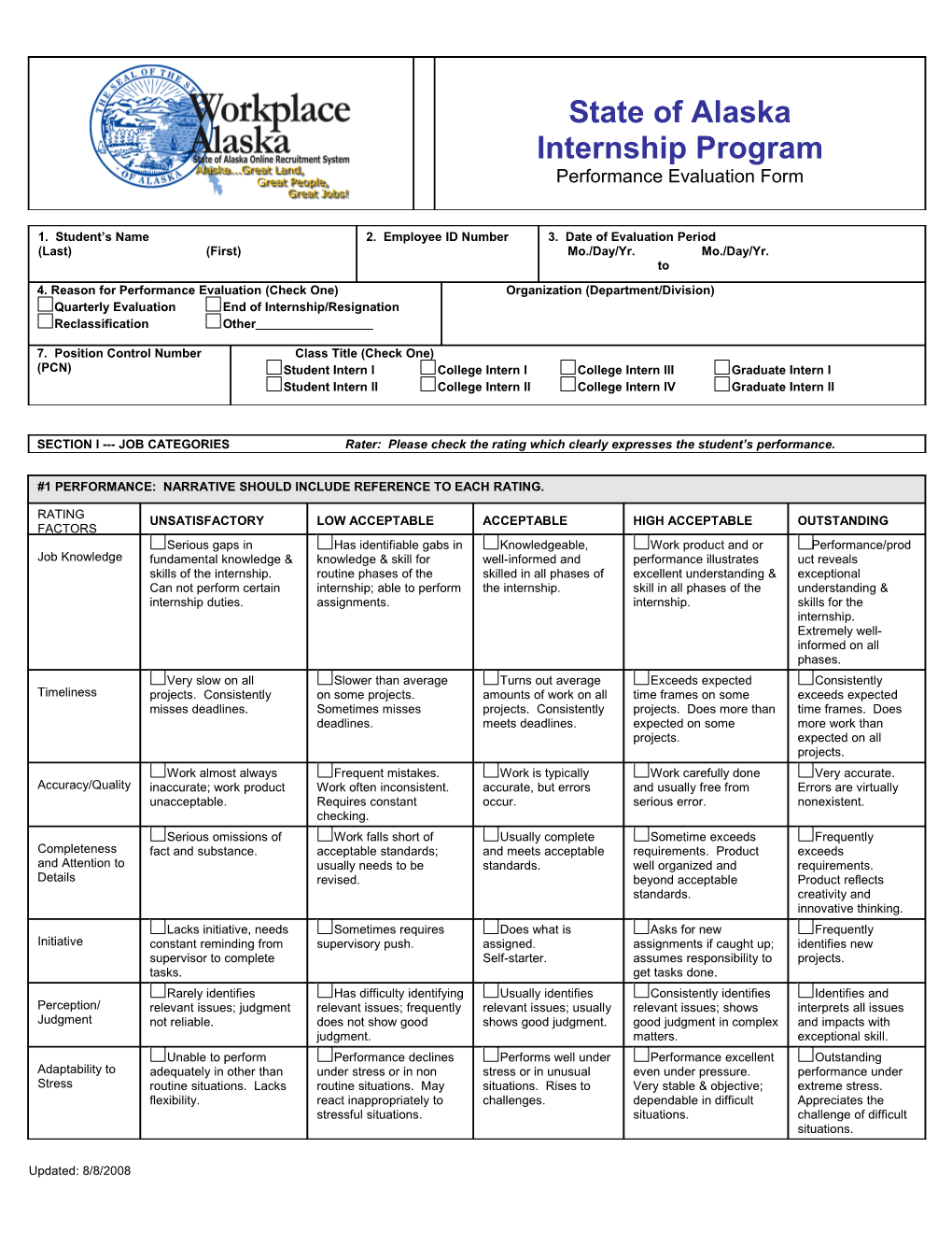 Performance Evaluation Form