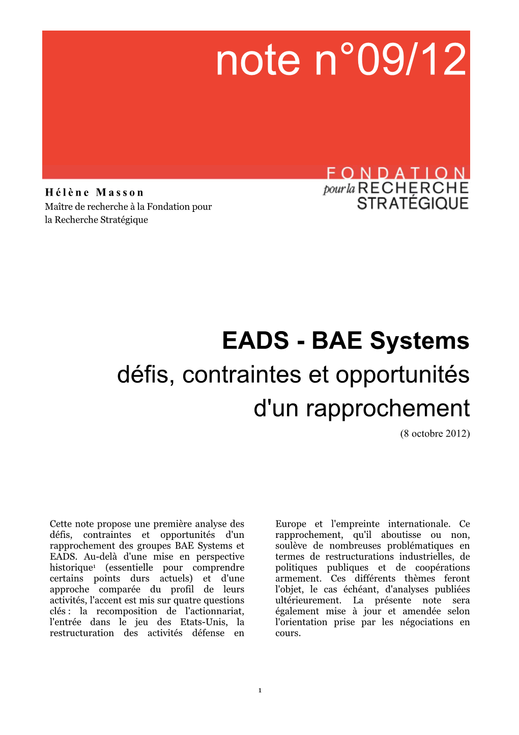 EADS - BAE Systems