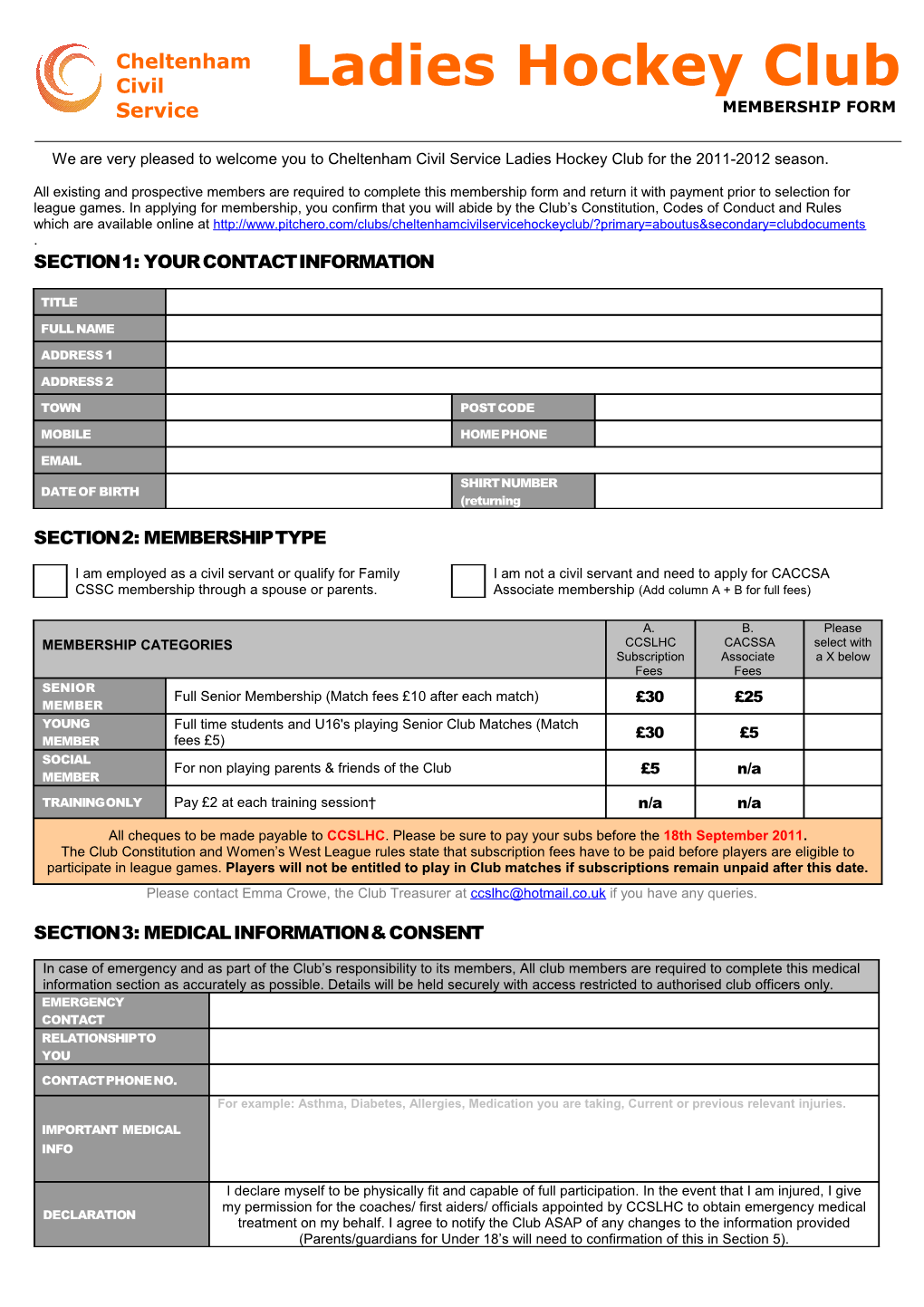 Section 1: Your Contact Information