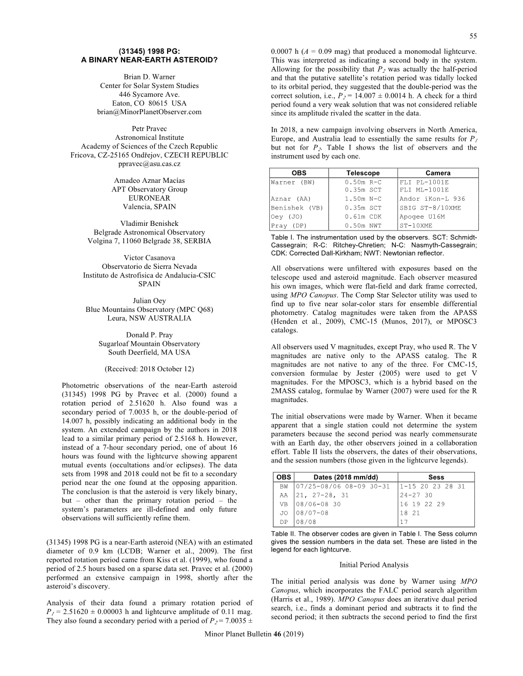 (31345) 1998 Pg: a Binary Near-Earth Asteroid?