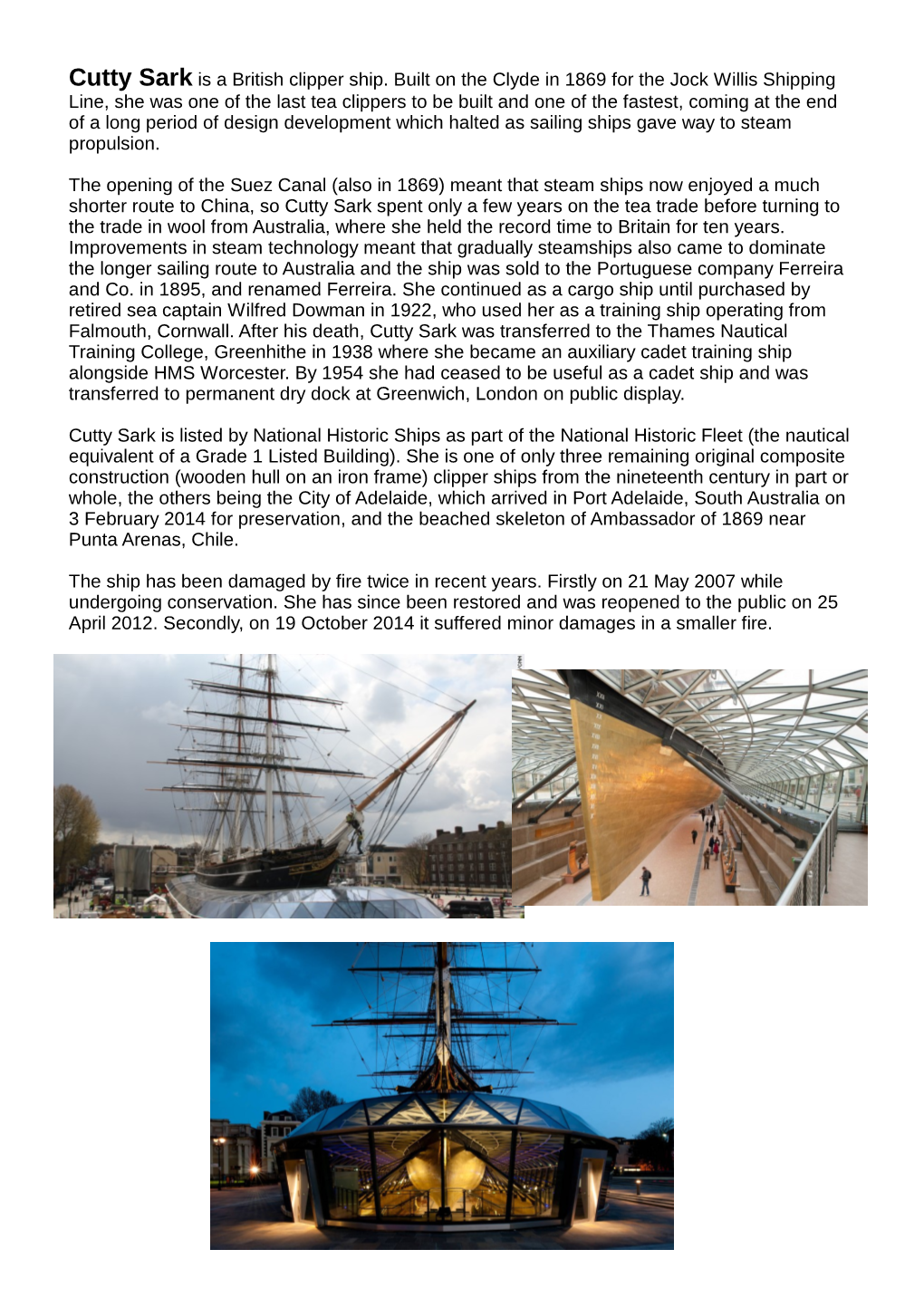 Cutty Sark Is a British Clipper Ship