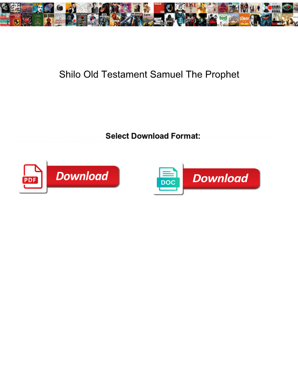 Shilo Old Testament Samuel the Prophet