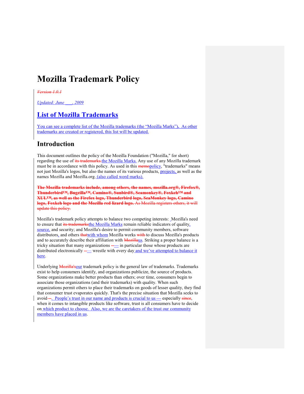 Mozilla Trademark Policy