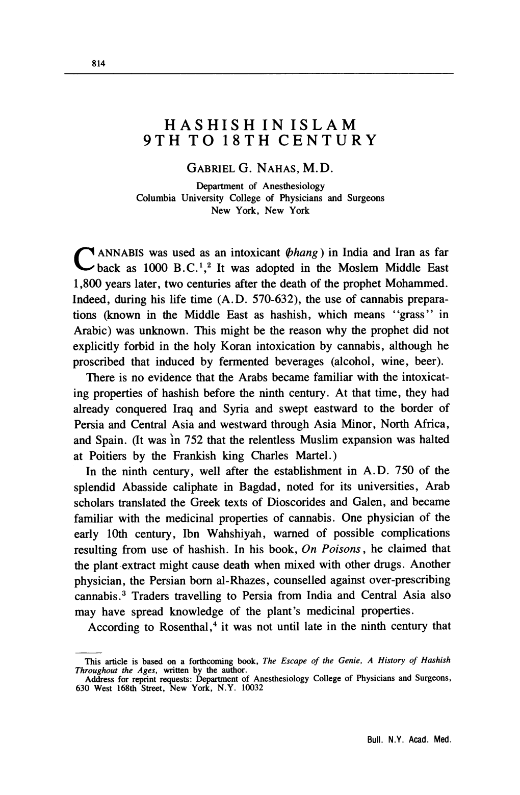 Hashish in Islam 9Th to 18Th Century Gabriel G