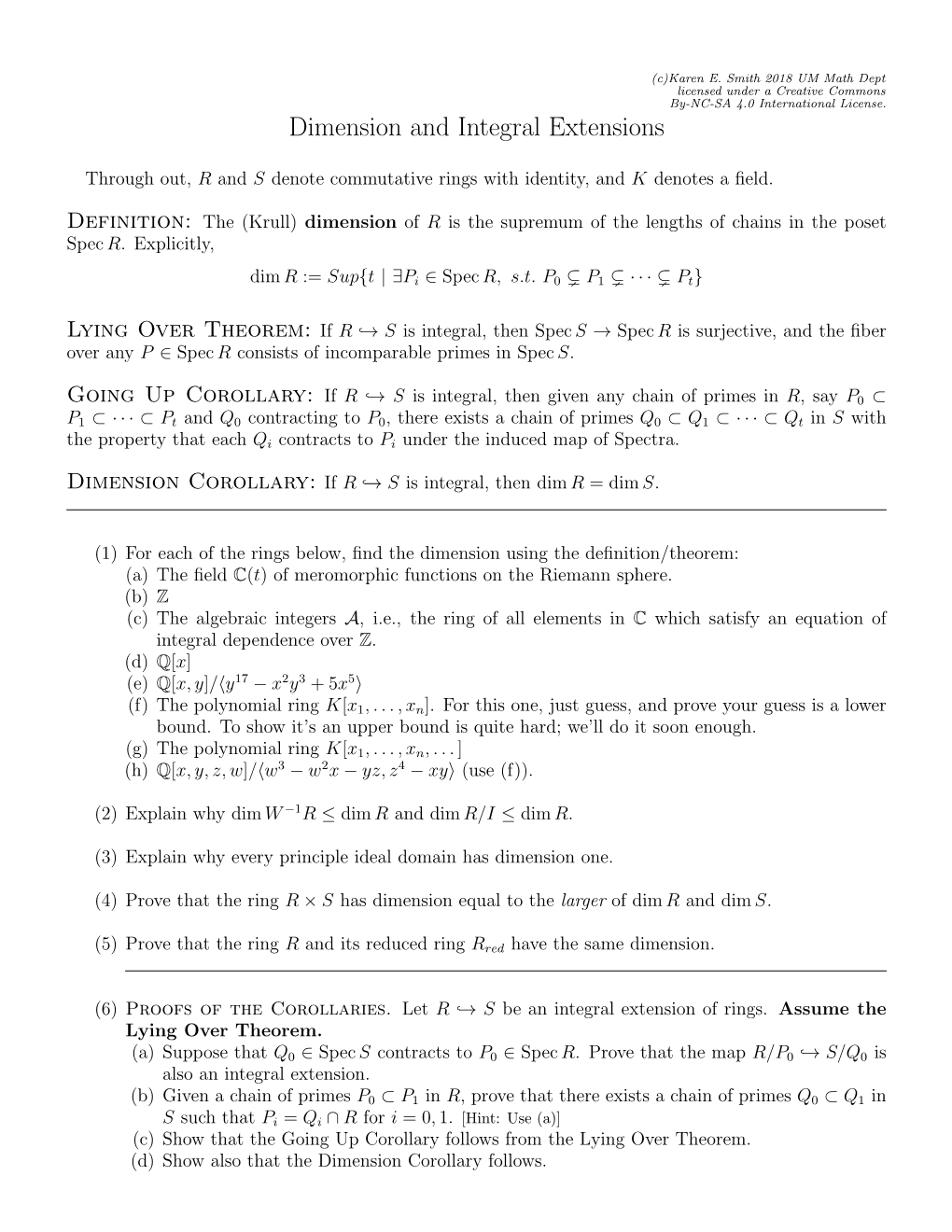 Dimension and Integral Extensions