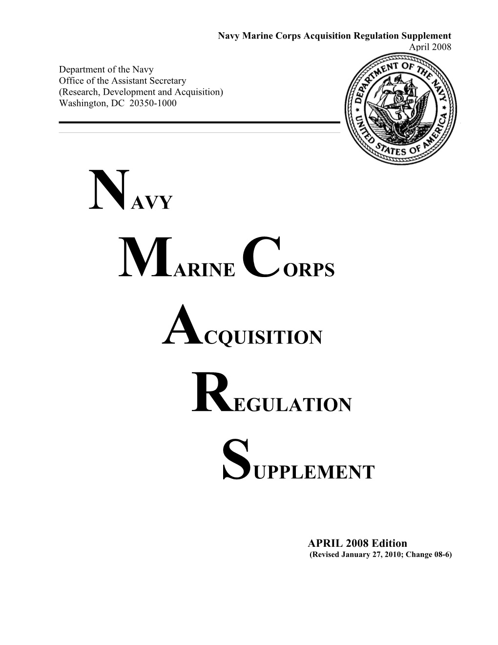 Navy Marine Corps Acquisition Regulation Supplement