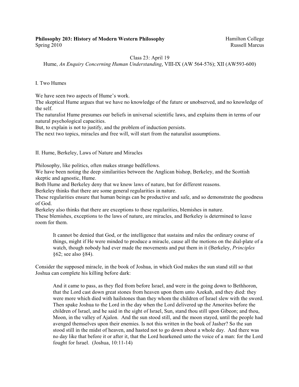 Philosophy 203: History of Modern Western Philosophy Hamilton College Spring 2010 Russell Marcus