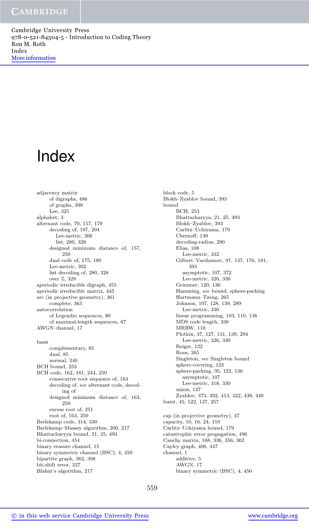 Introduction to Coding Theory Ron M