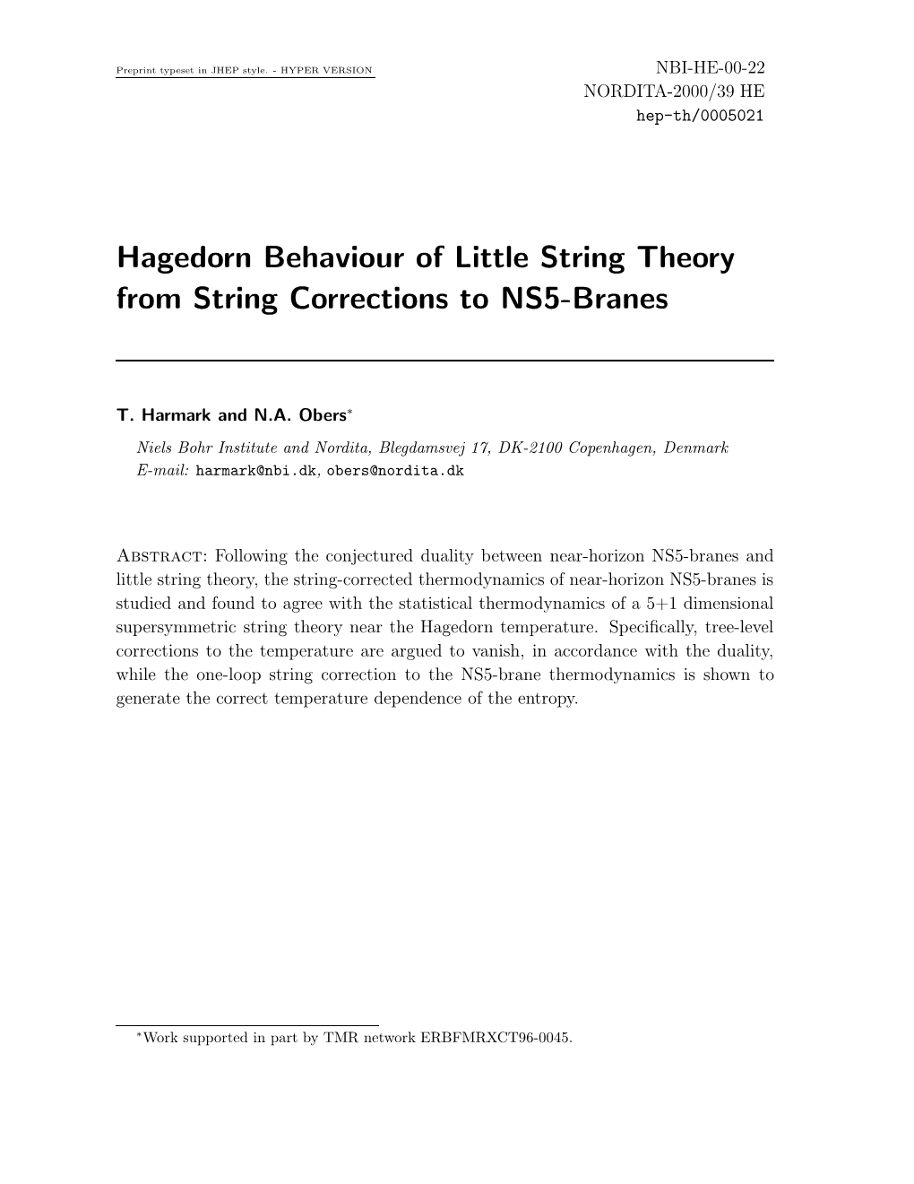 Hagedorn Behaviour of Little String Theory from String Corrections to NS5-Branes