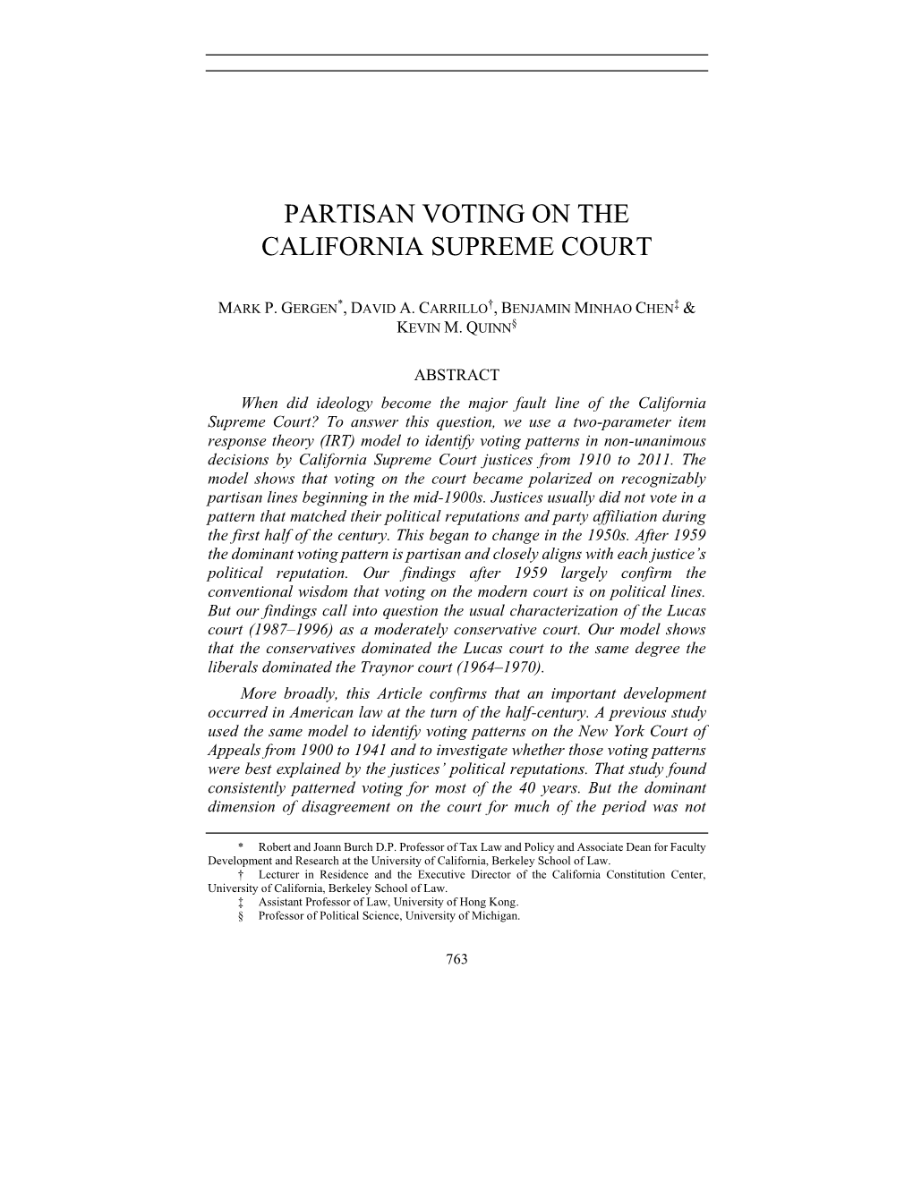 Partisan Voting on the California Supreme Court