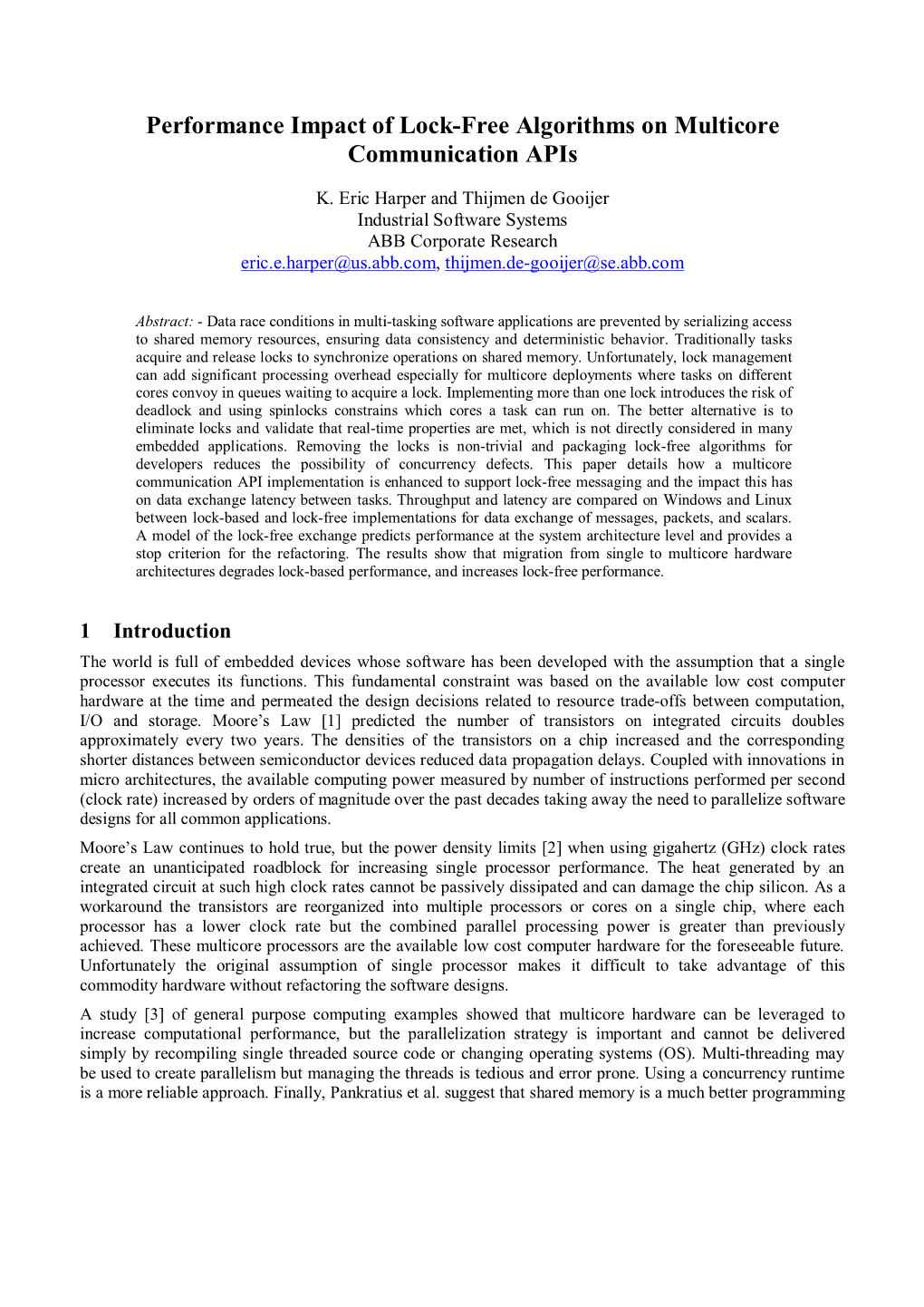 Performance Impact of Lock-Free Algorithms on Multicore Communication Apis