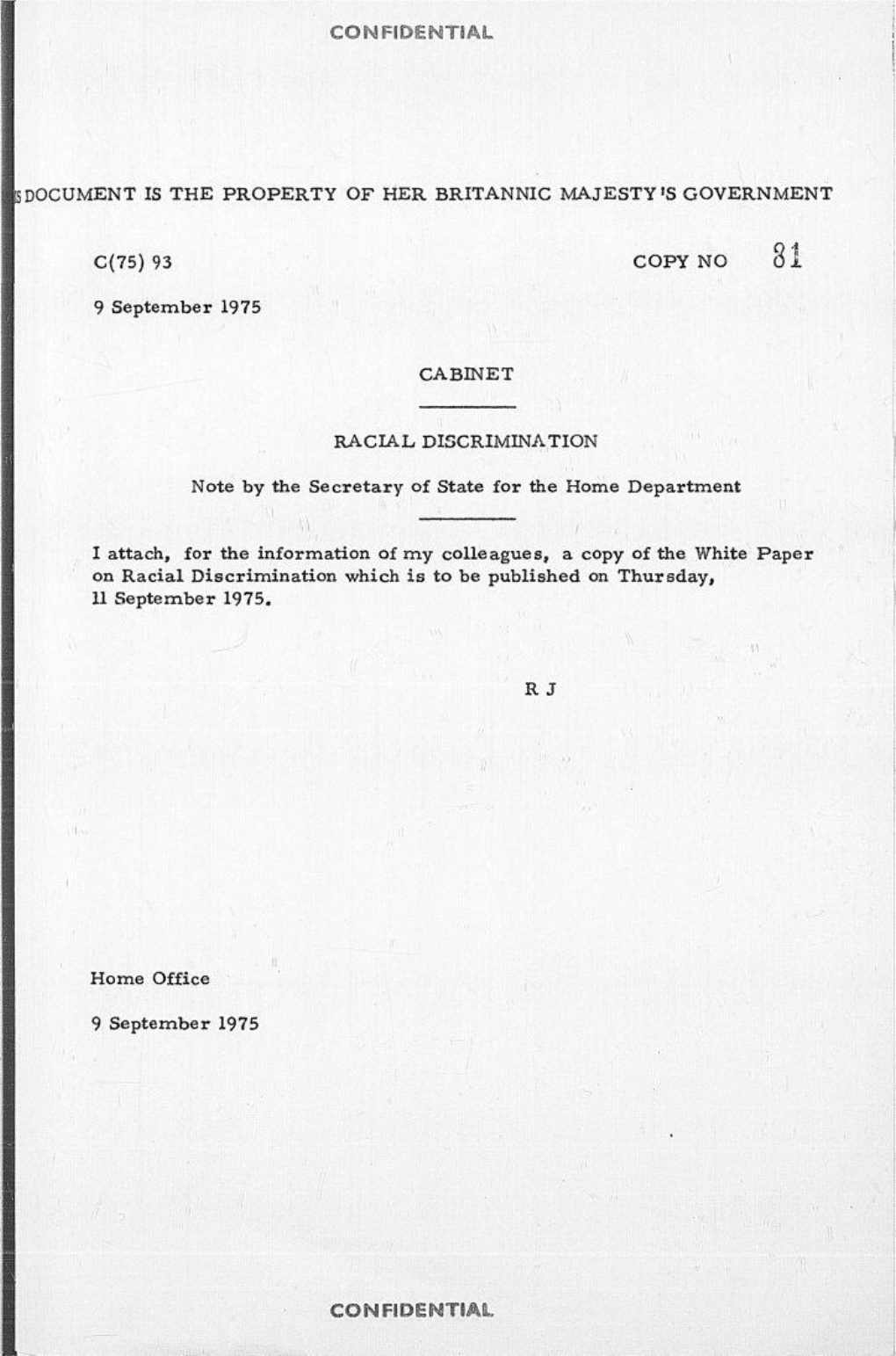 93 COPY NO 81 9 September 1975 CABINET