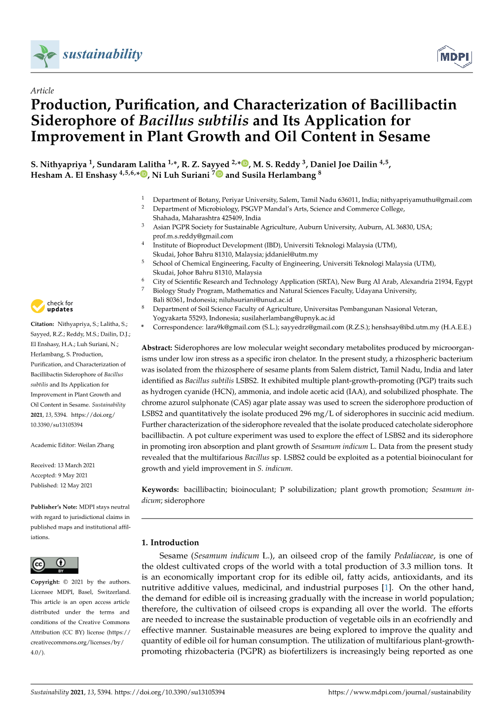 Production, Purification, and Characterization of Bacillibactin