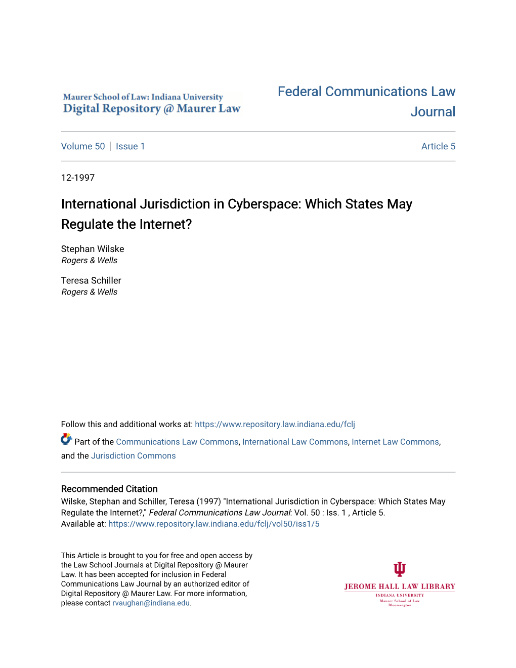 International Jurisdiction in Cyberspace: Which States May Regulate the Internet?