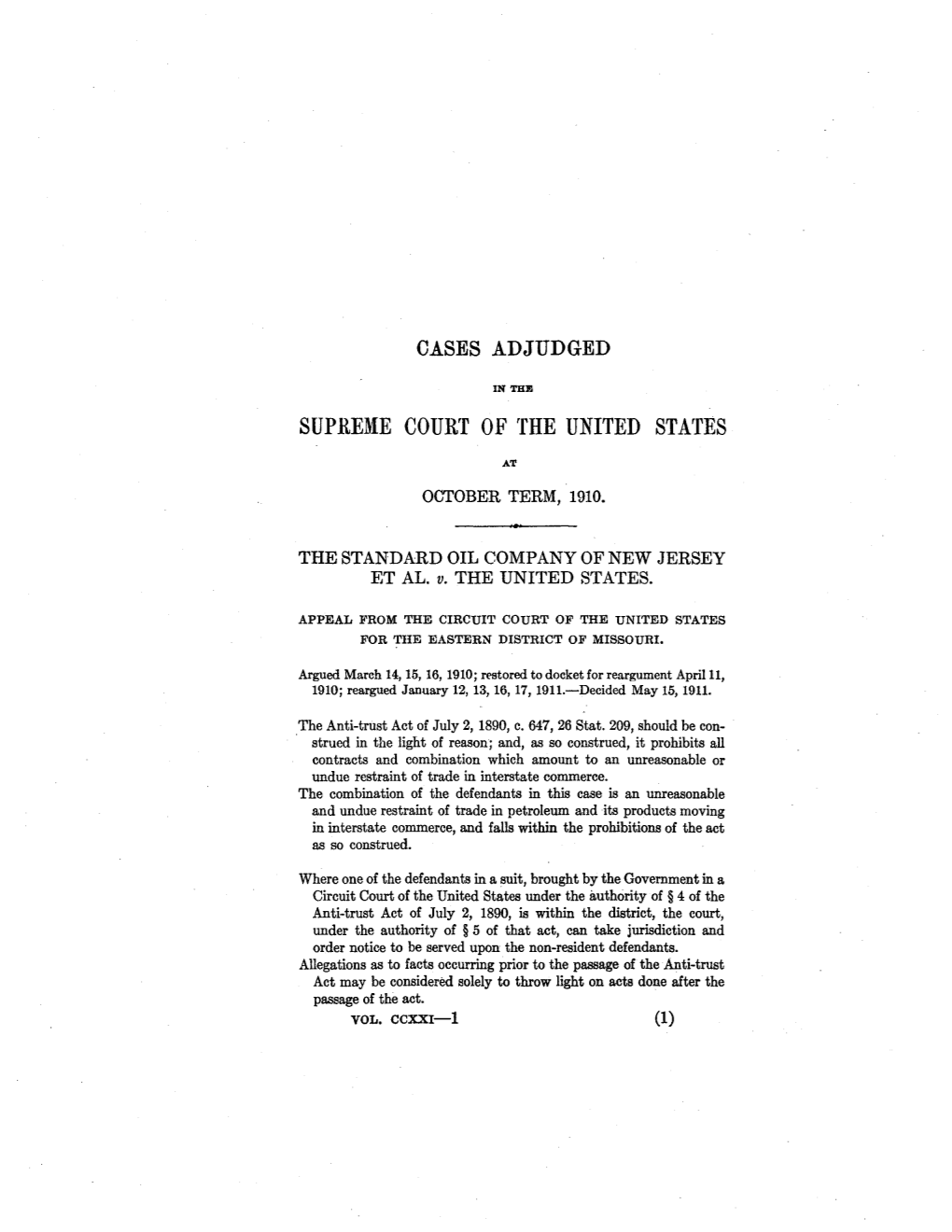 STANDARD OIL CO. V. UNITED STATES