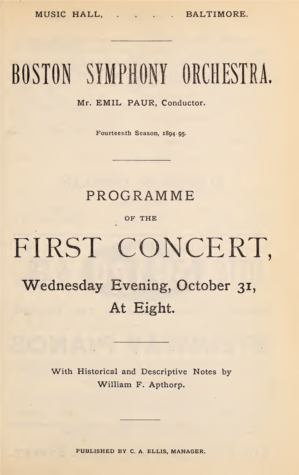Boston Symphony Orchestra Concert Programs, Season 15, 1895-1896