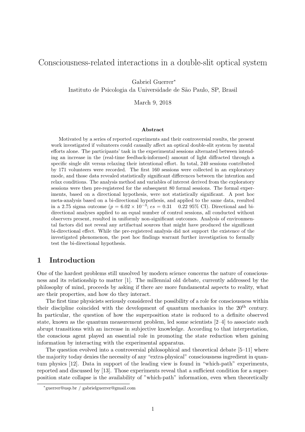 Consciousness-Related Interactions in a Double-Slit Optical System