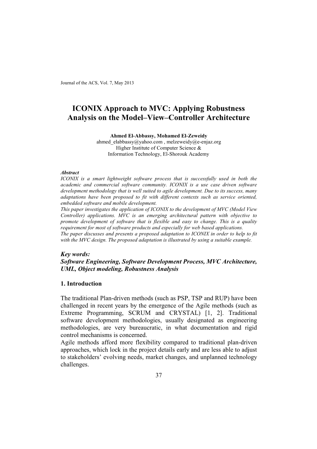 ICONIX Approach to MVC: Applying Robustness Analysis on the Model–View–Controller Architecture