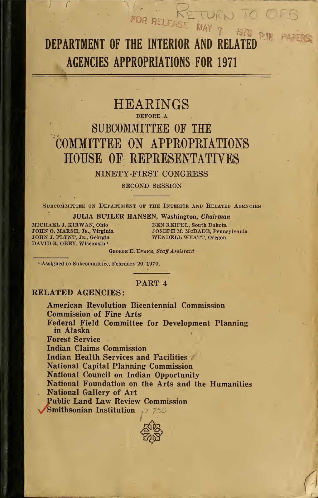 [Smithsonian Institution Appropriations Hearings]
