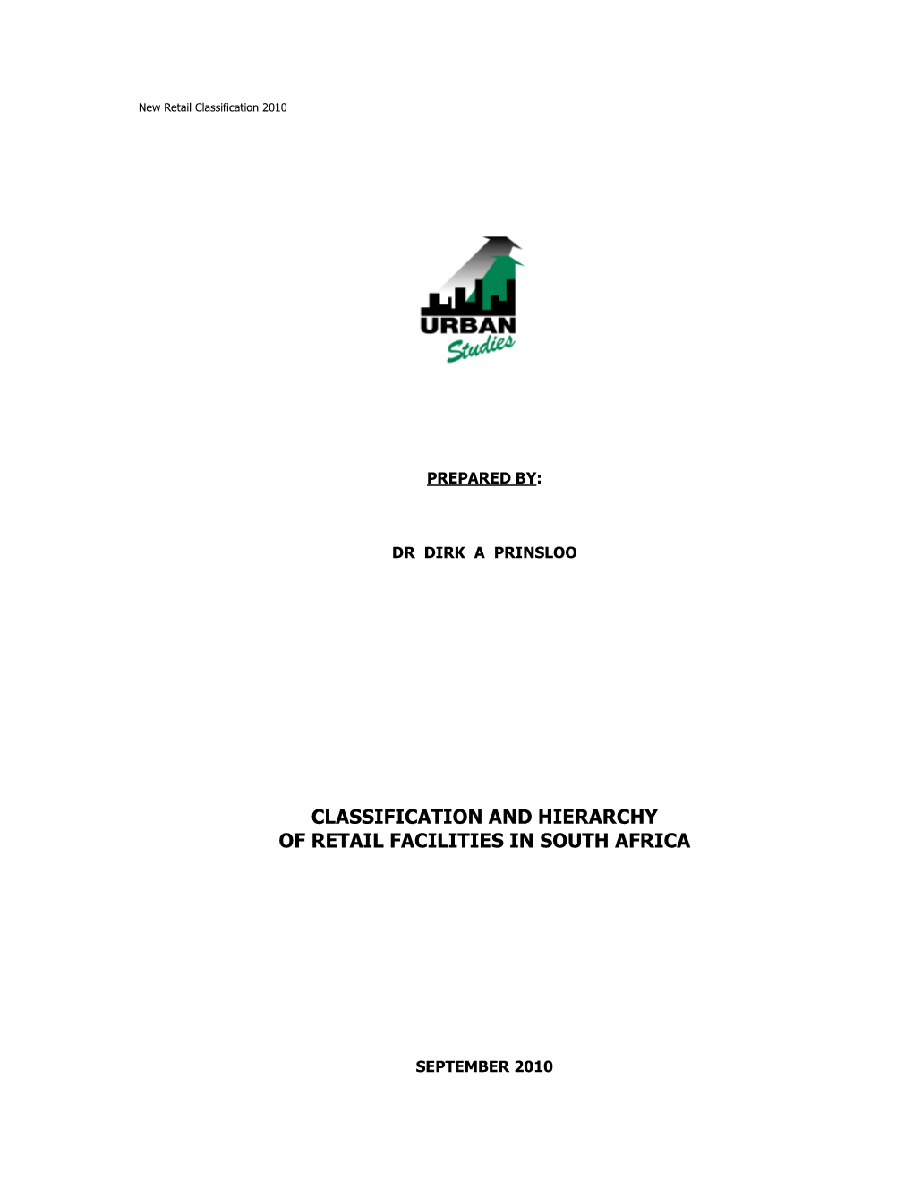 Classification and Hierarchy of Retail Facilities in South Africa