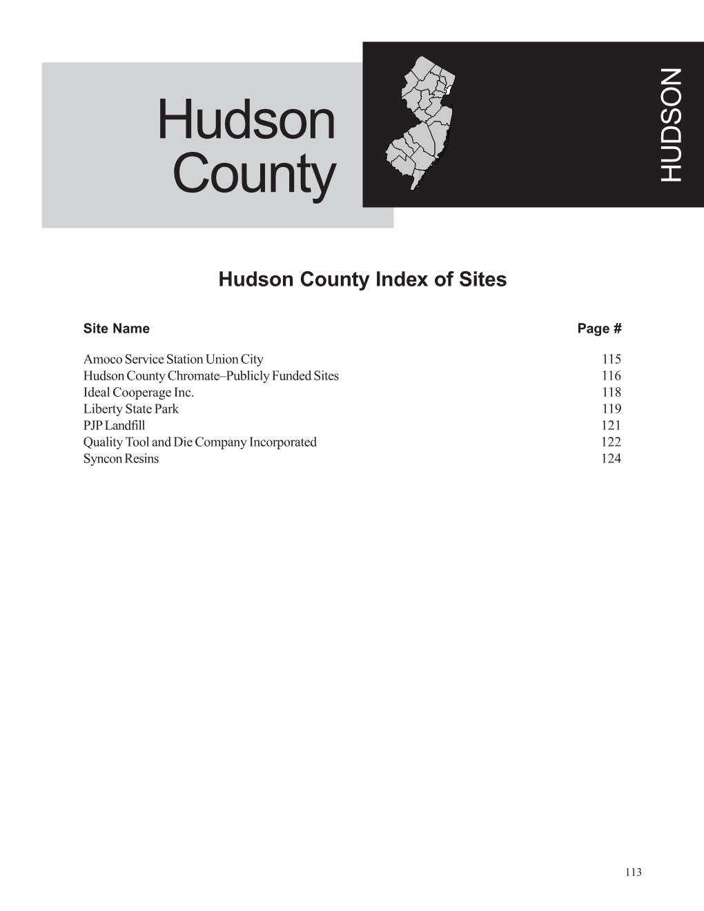 Hudson County Index of Sites