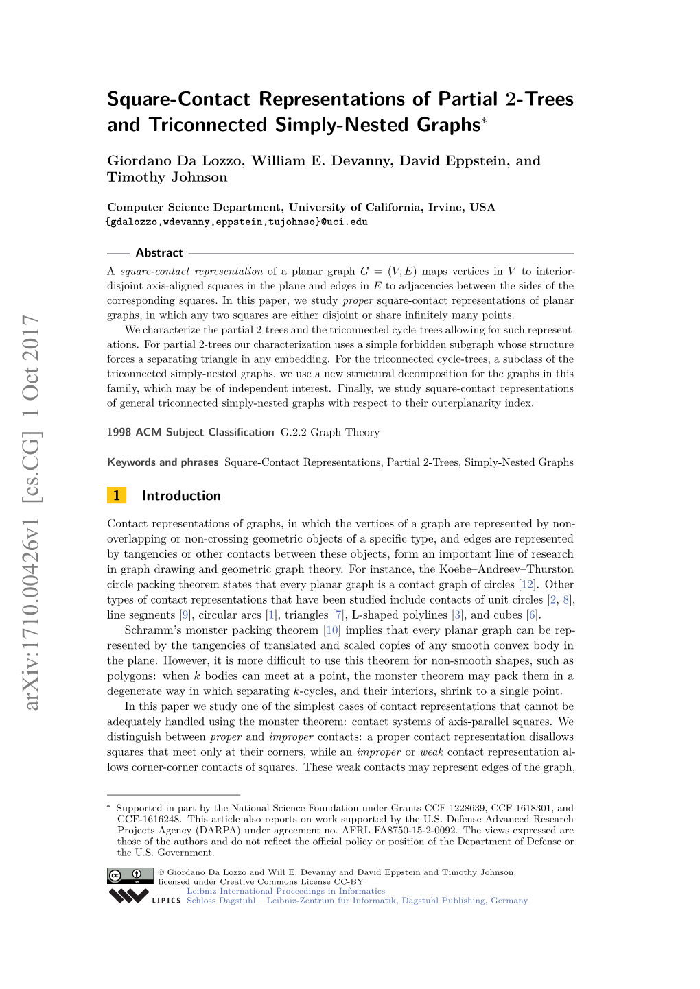 Square-Contact Representations of Partial 2-Trees and Triconnected Simply-Nested Graphs∗