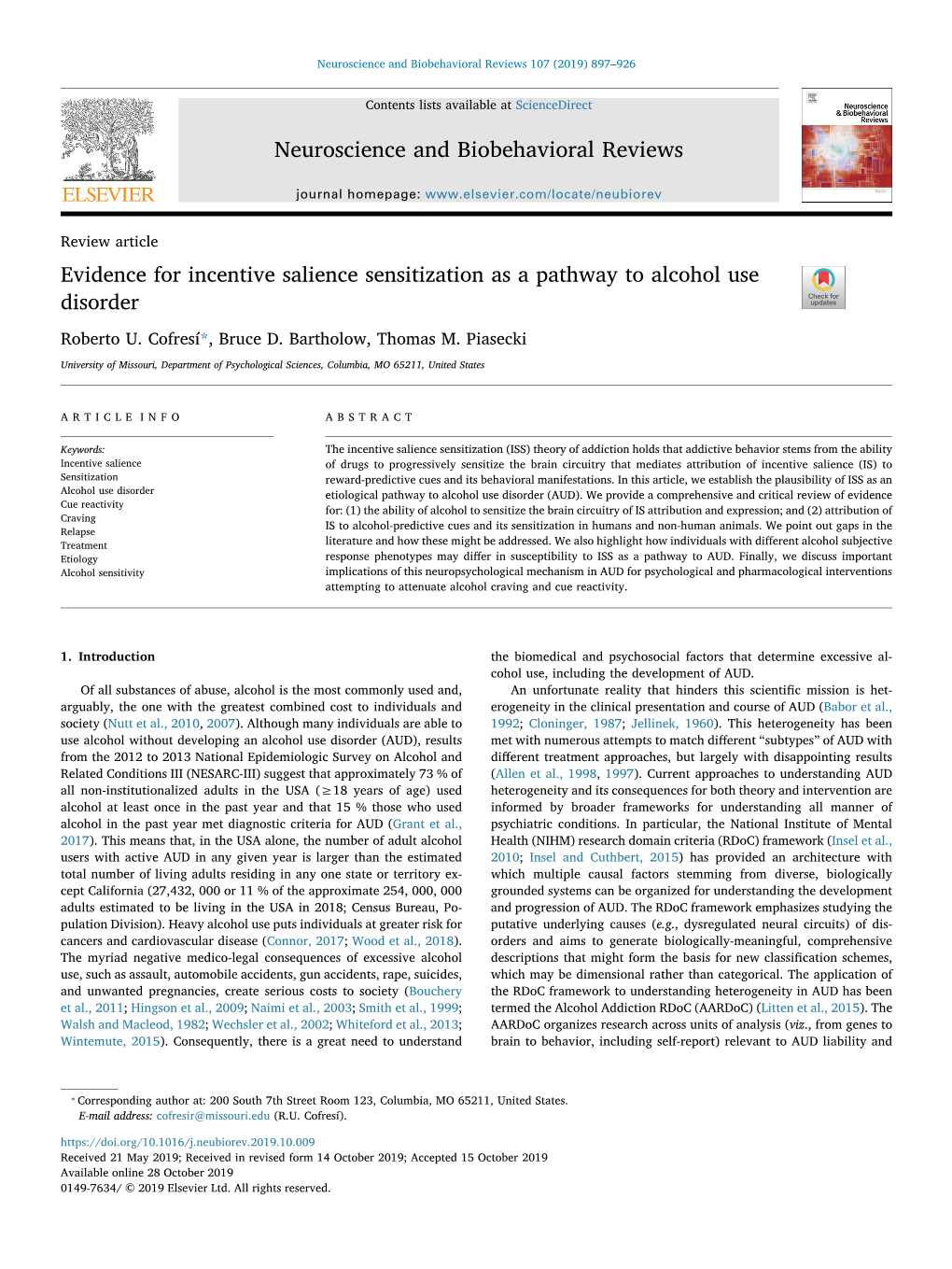 Evidence for Incentive Salience Sensitization As a Pathway to Alcohol Use Disorder T