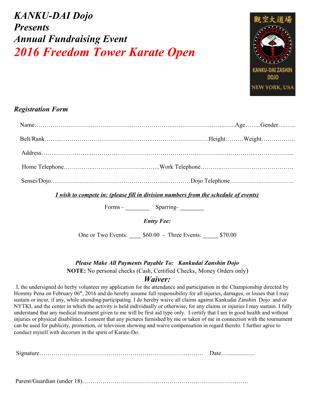 2016 Freedom Tower Karate Open