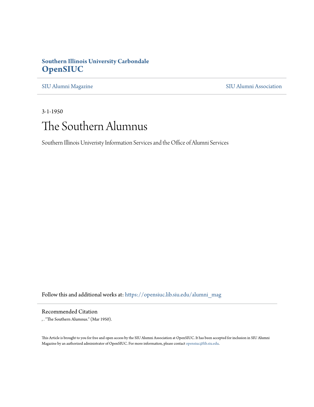 The Southern Alumnus Will Be Pub­ Are You a Member of the Class of '00, '05, "10, '15, '20, '25 '30, Other Day