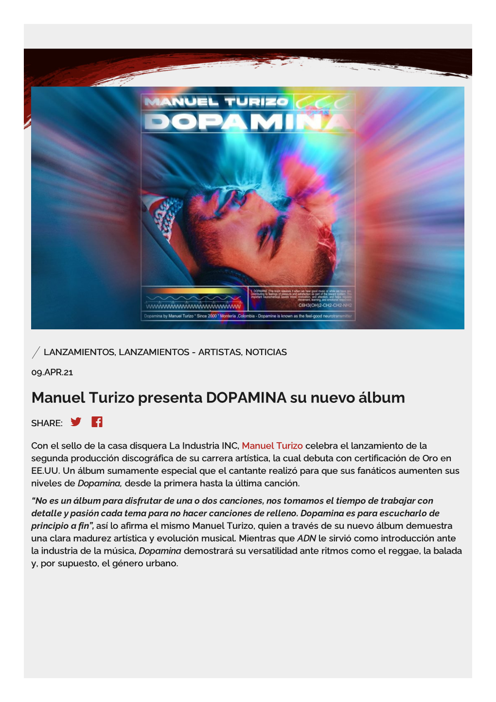 Manuel Turizo Presenta DOPAMINA Su Nuevo Álbum
