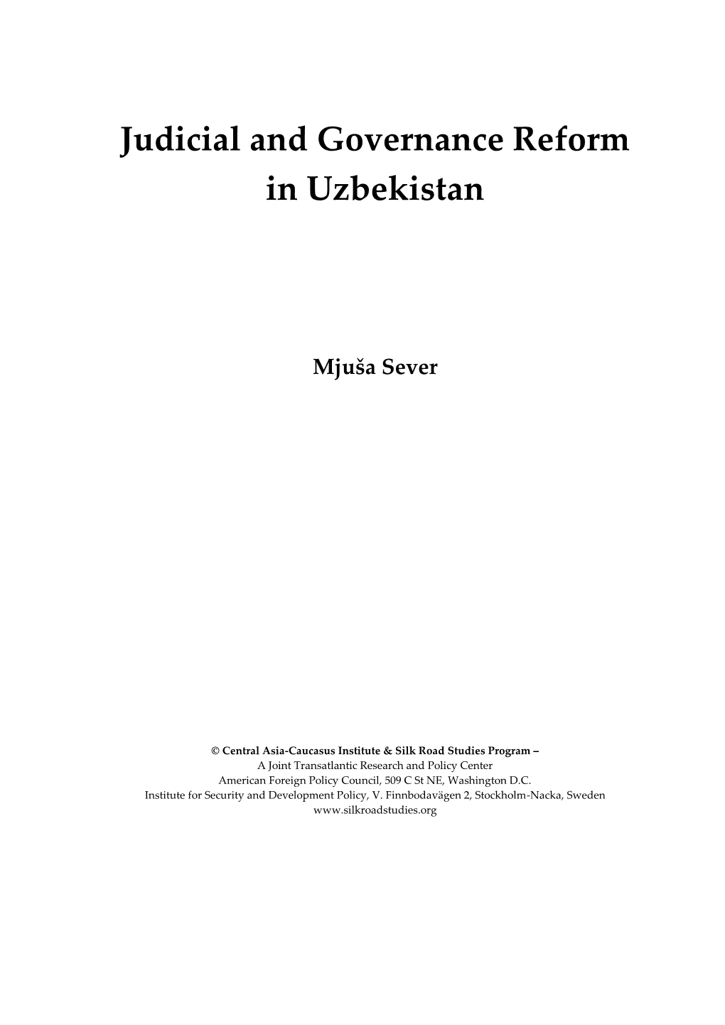 Judicial and Governance Reform in Uzbekistan