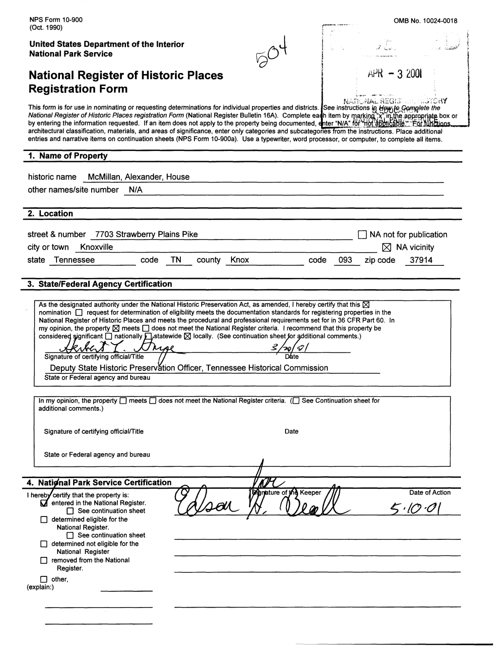 National Register of Historic Places Continuation Sheet