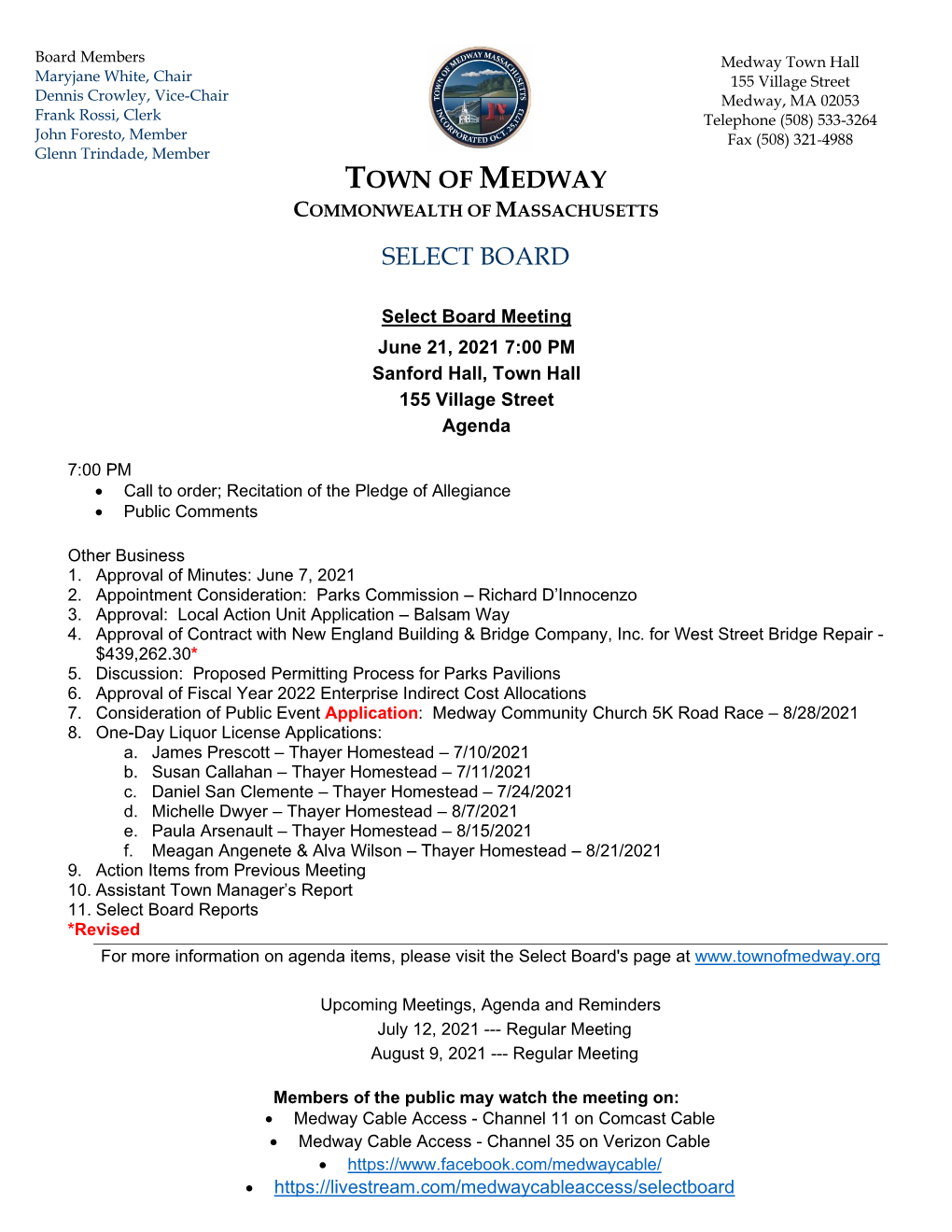 Town of Medway Select Board