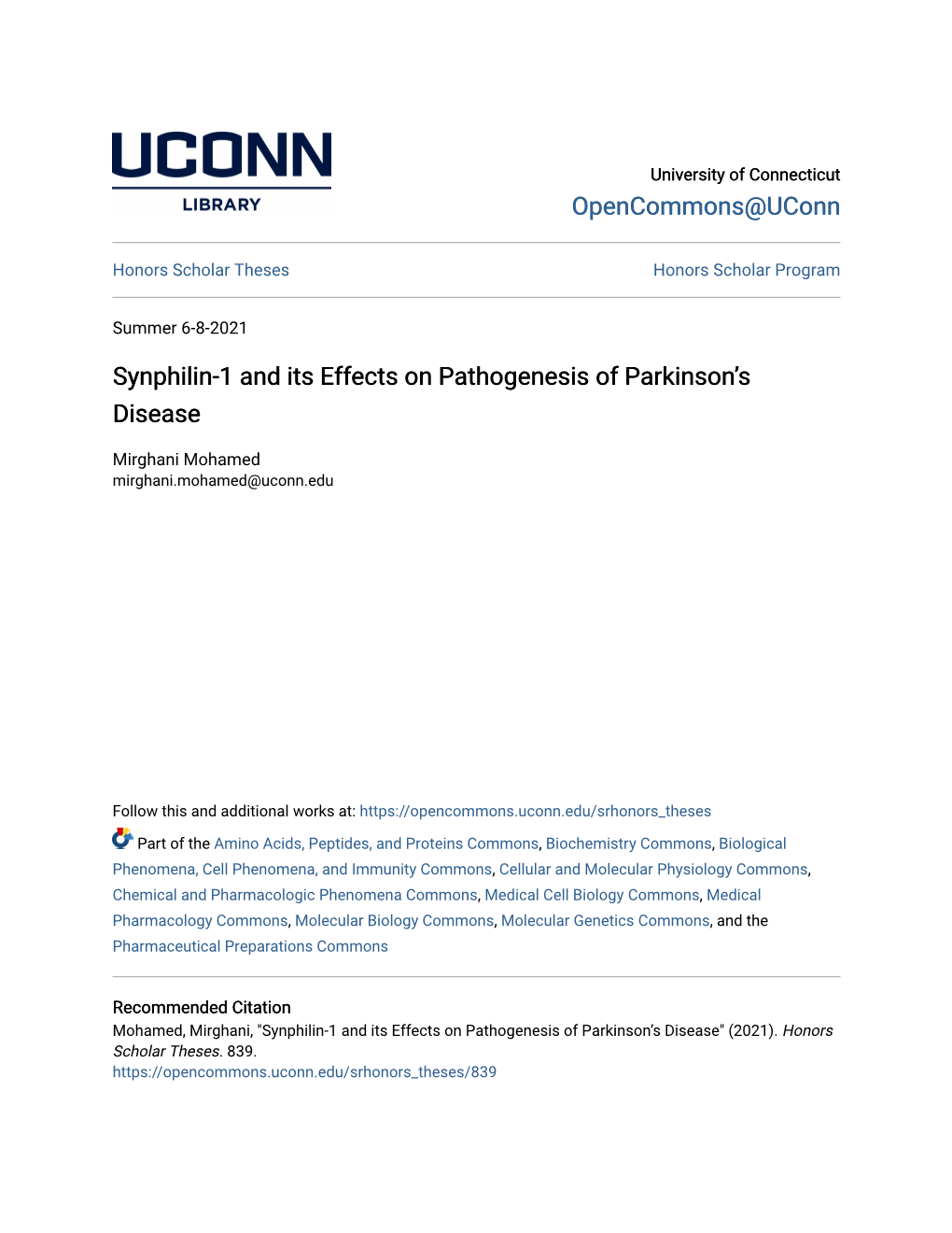 Synphilin-1 and Its Effects on Pathogenesis of Parkinson's Disease