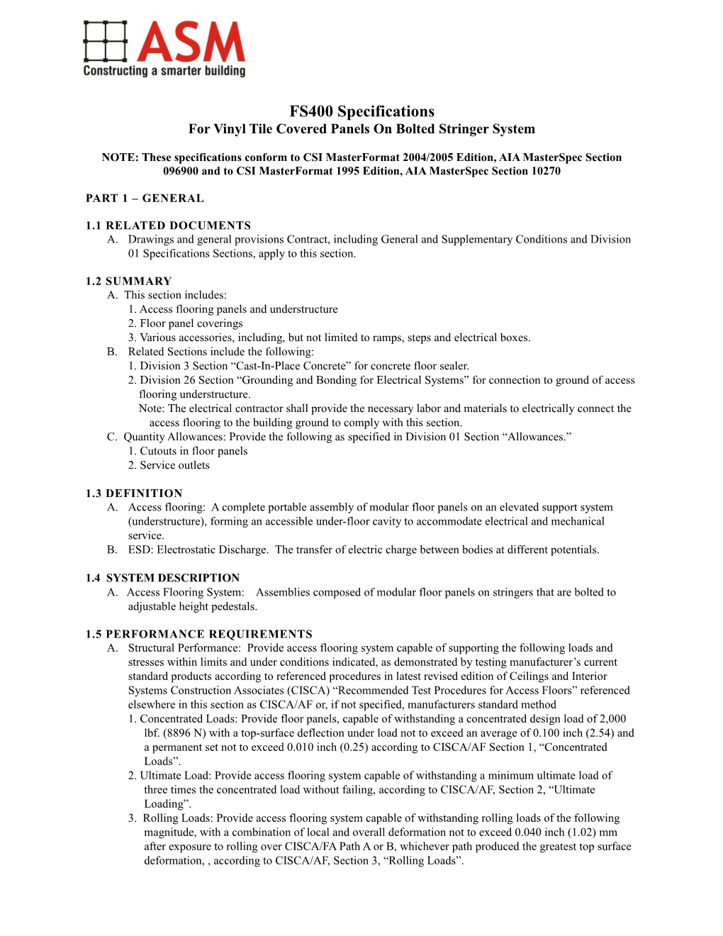 FS-Series Specifications