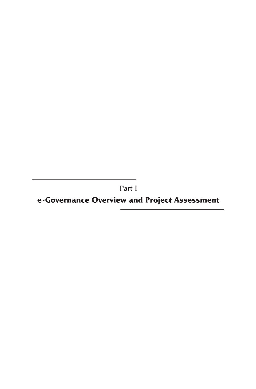 E-Governance Overview and Project Assessment