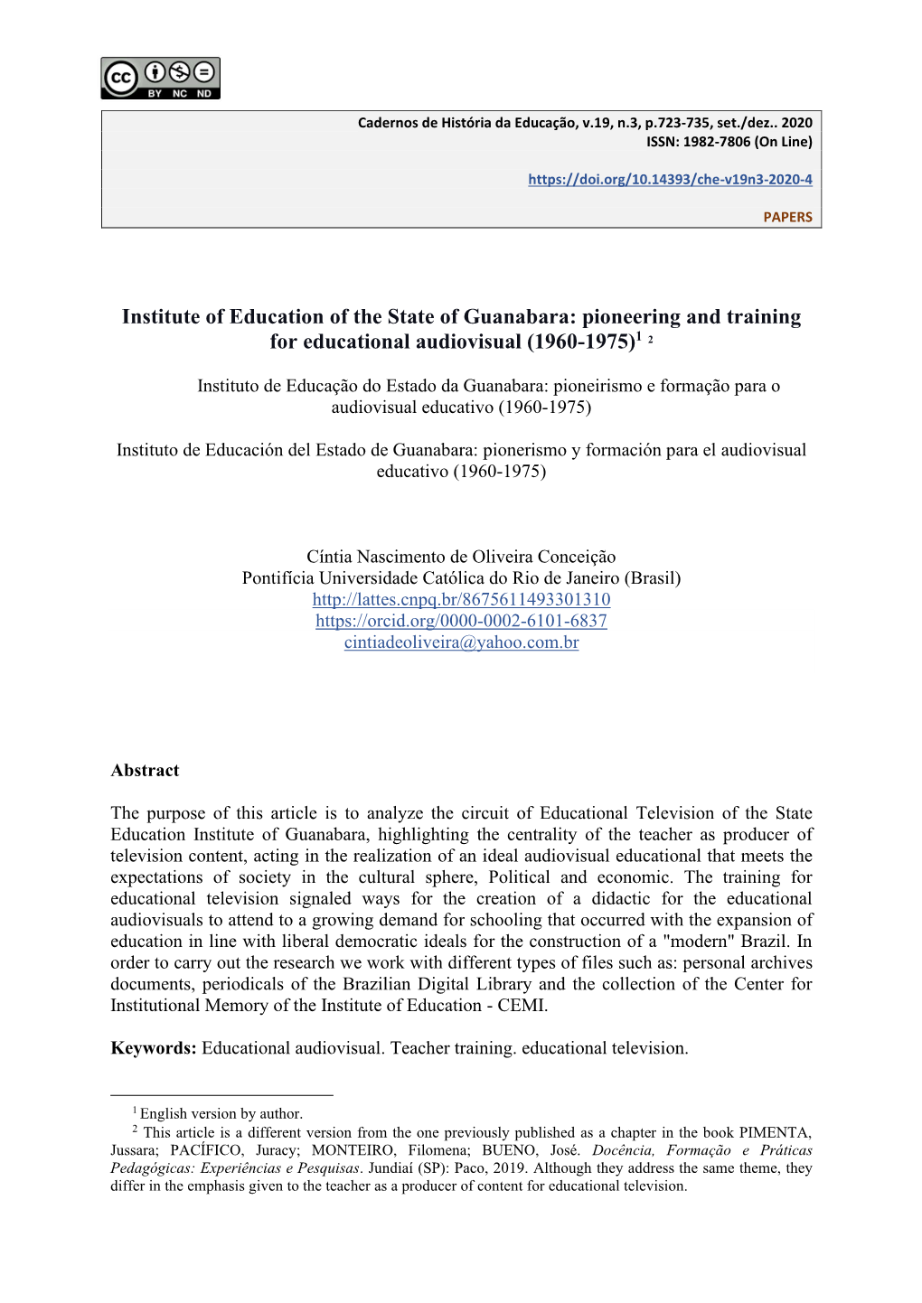 Pioneering and Training for Educational Audiovisual (1960-1975)1 2