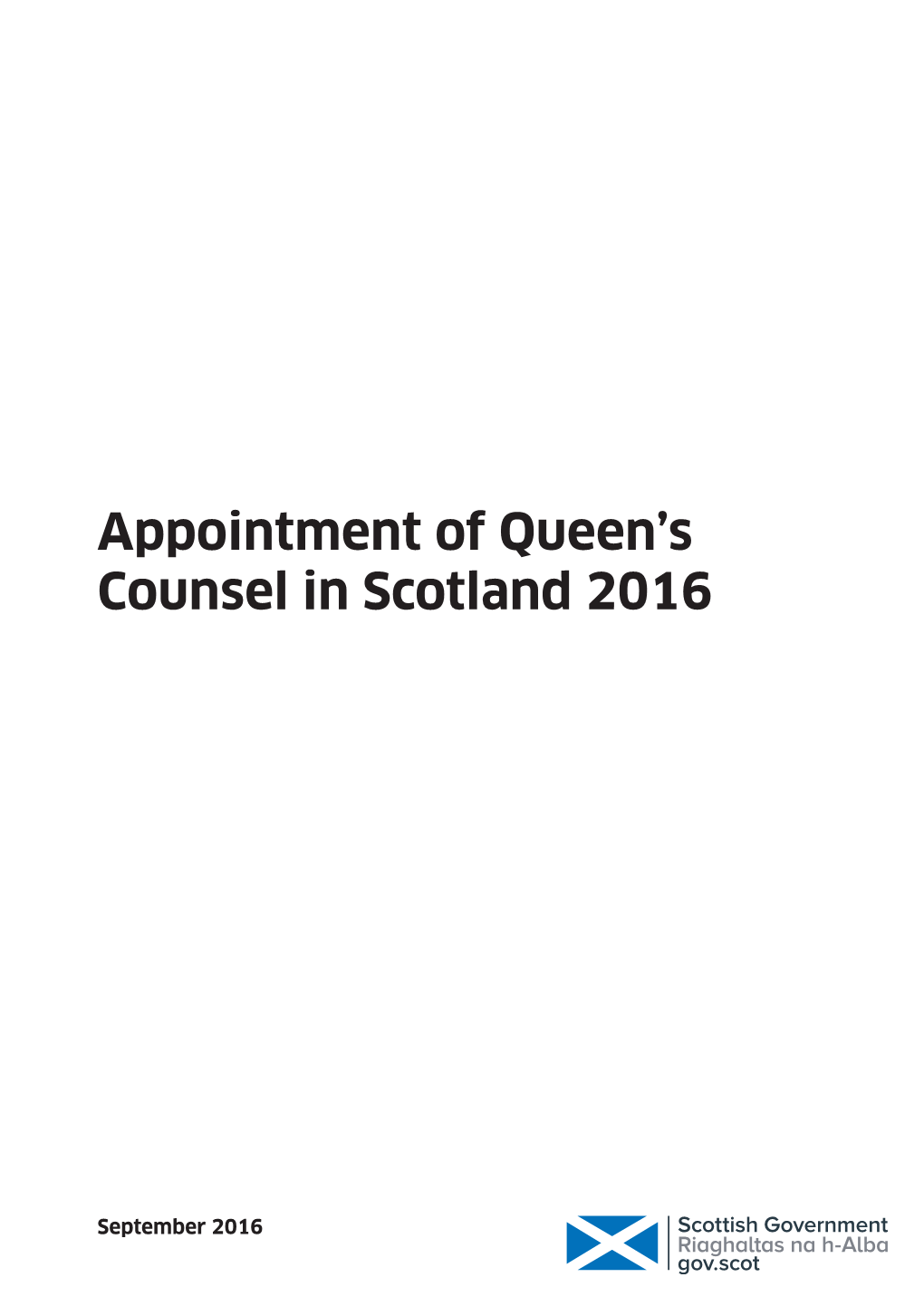 Appointment of Queen's Counsel in Scotland 2016