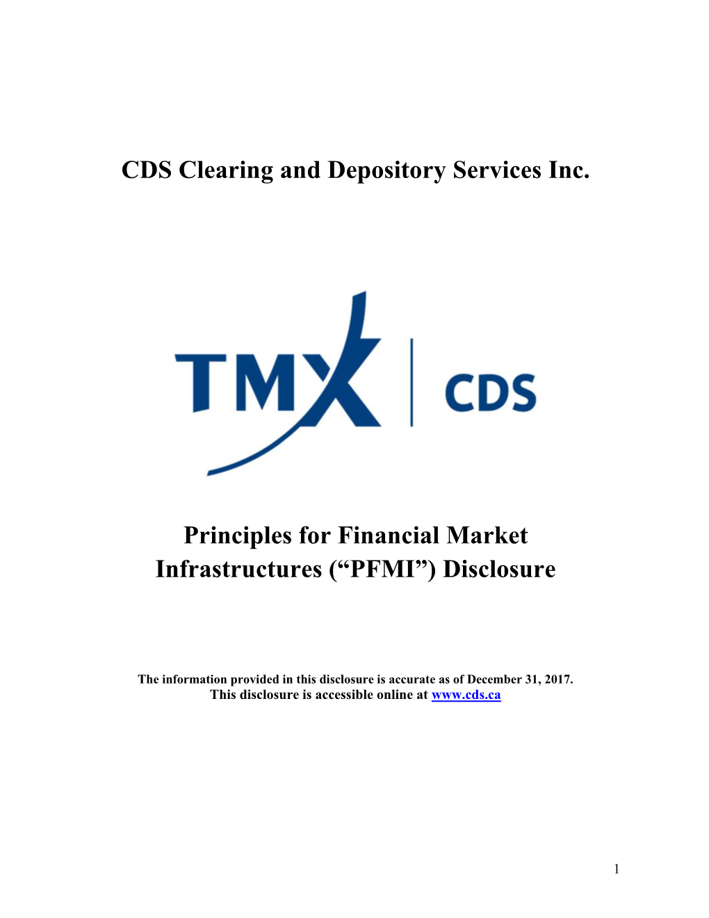 CDS Clearing and Depository Services Inc. Principles For