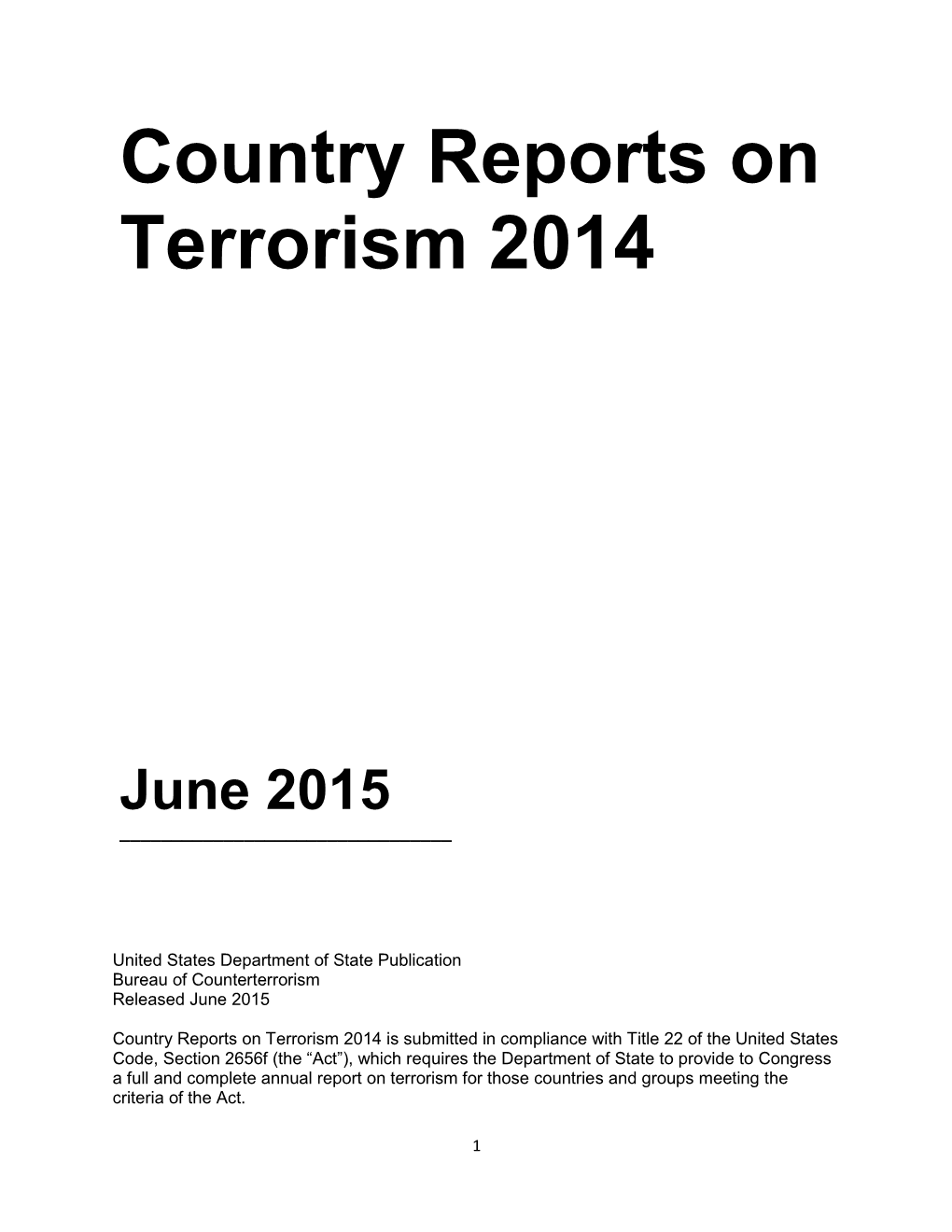 Country Reports on Terrorism 2014