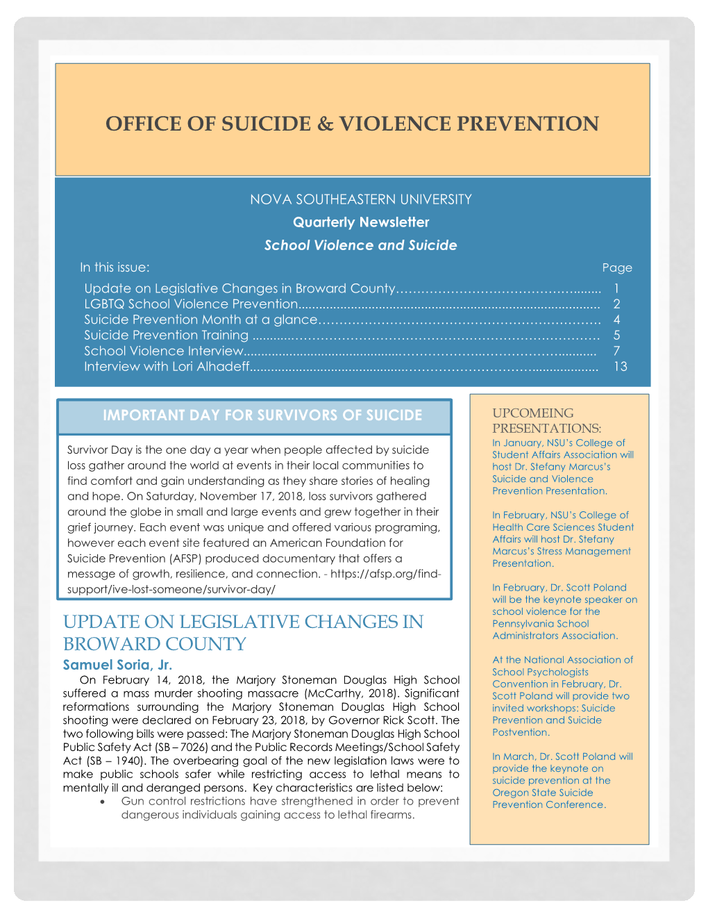 Office of Suicide & Violence Prevention