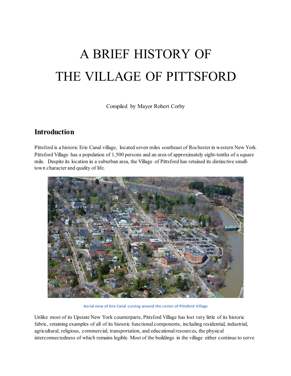 A Brief History of the Village of Pittsford