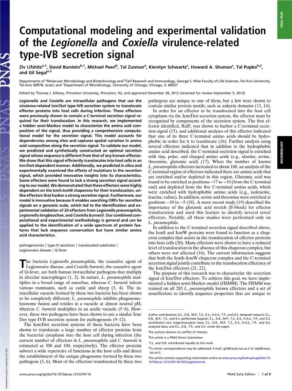Computational Modeling and Experimental Validation of the Legionella and Coxiella Virulence-Related Type-IVB Secretion Signal
