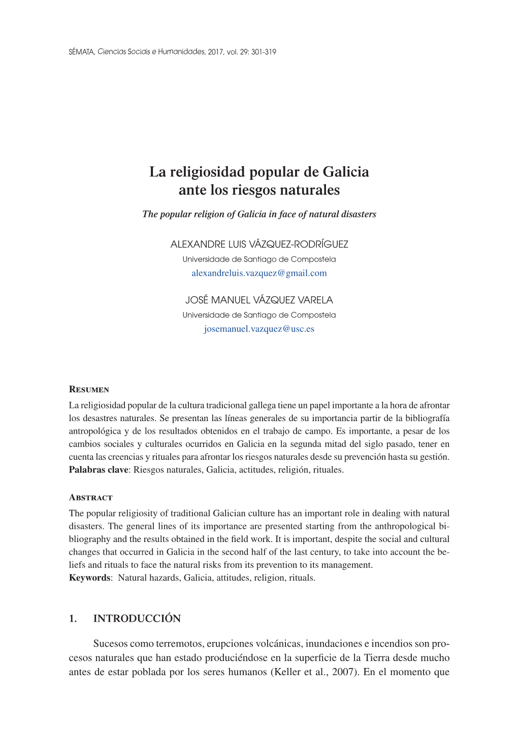 La Religiosidad Popular De Galicia Ante Los Riesgos Naturales