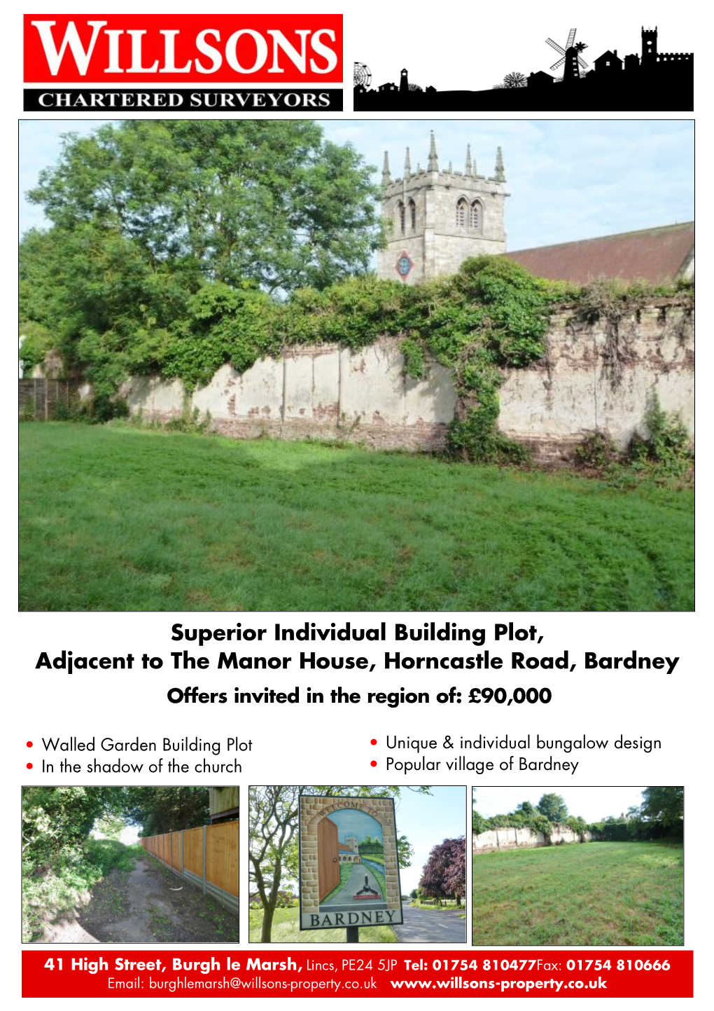 Superior Individual Building Plot, Adjacent to the Manor House, Horncastle Road, Bardney