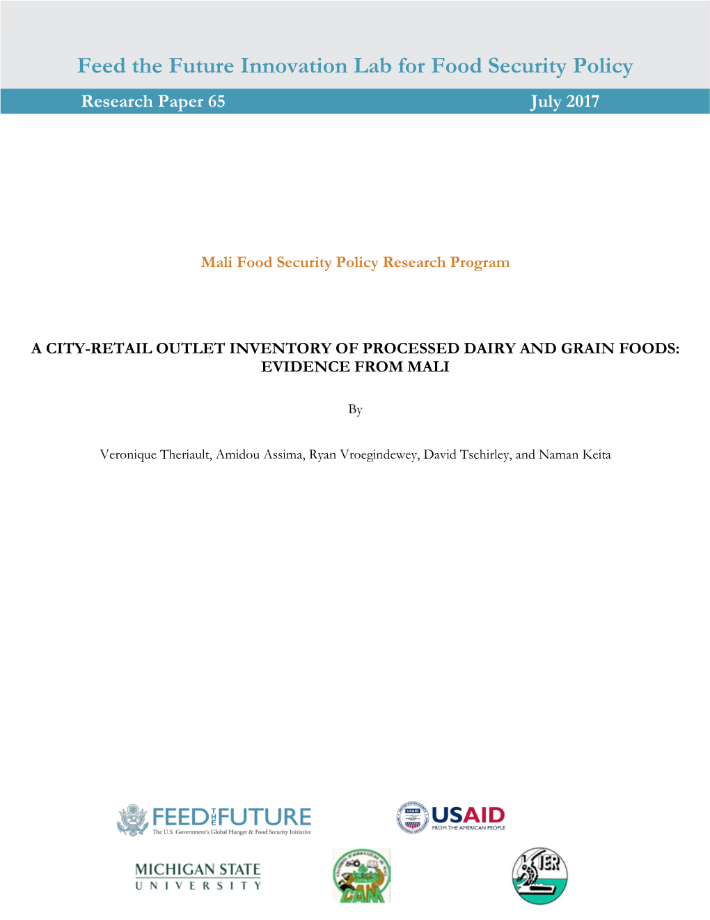 Feed the Future Innovation Lab for Food Security Policy Research Paper 65 July 2017