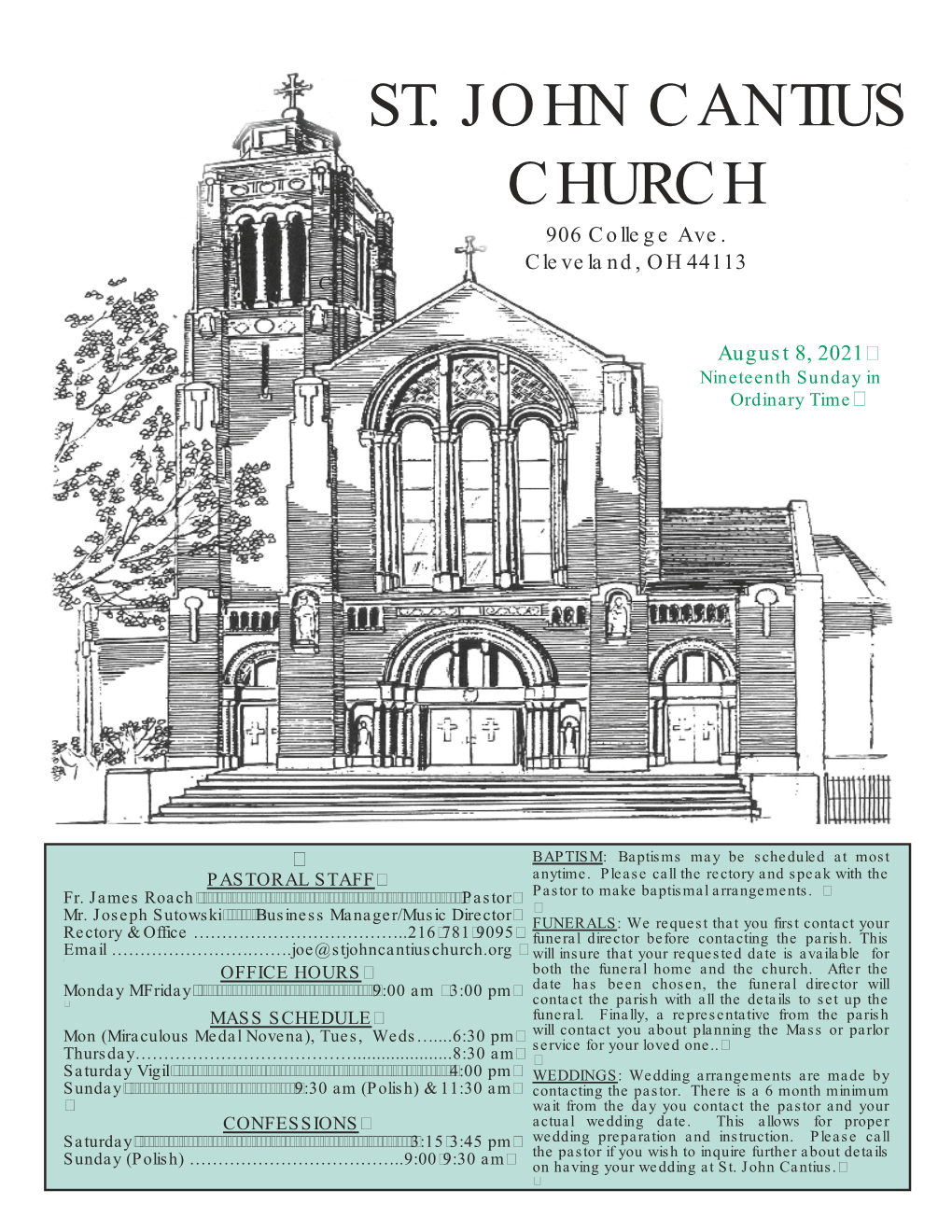 ST. JOHN CANTIUS CHURCH 906 College Ave